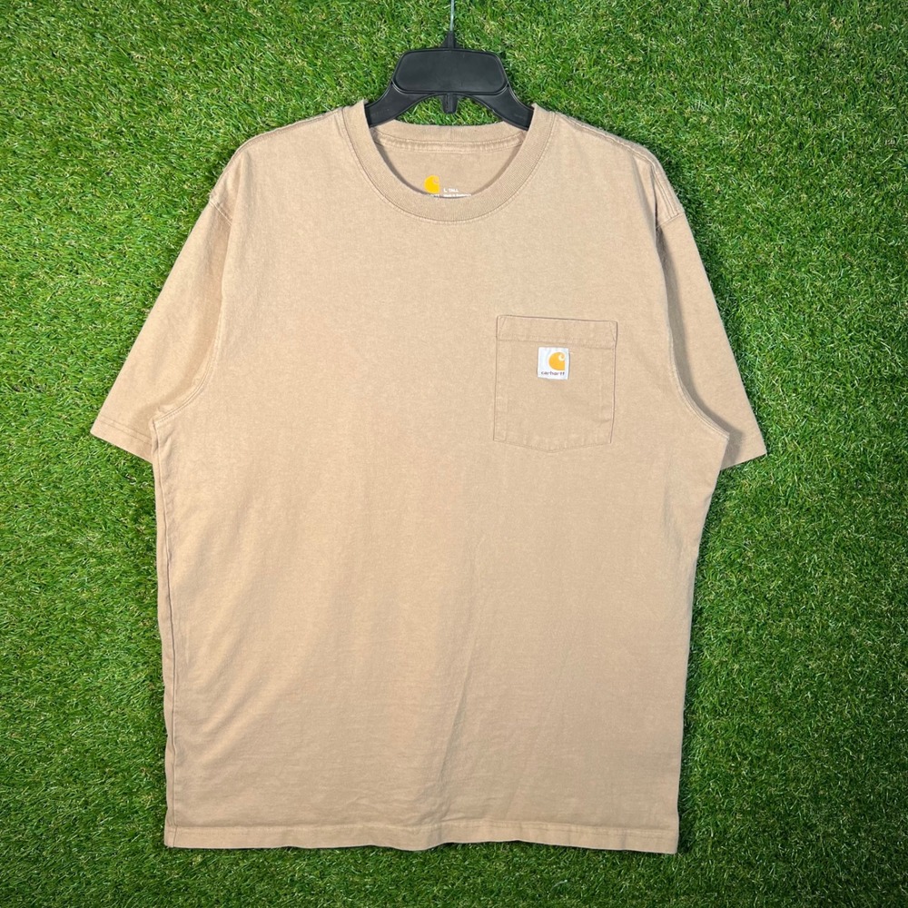 Carhartt Mens K87 Workwear Pocket T-Shirt Tan Khaki Large Tall L Tall 3853